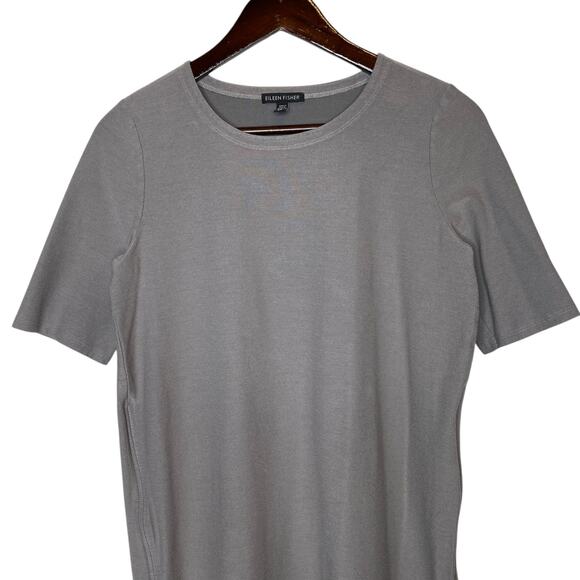 Eileen Fisher Washable Stretch Crepe Gray Tunic Mini Dress Side Zip size Small - Picture 2 of 5